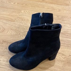 Black faux suede booties